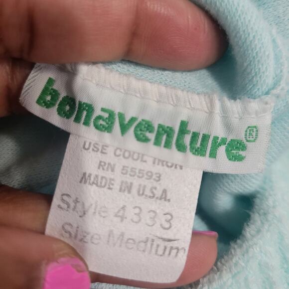 Vintage Terry Towel Dress Blue Swim Coverup Strapless Tube Slits Cotton Medium - Picture 7 of 13
